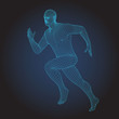 3D wire frame human body. Sprinter Running figure
