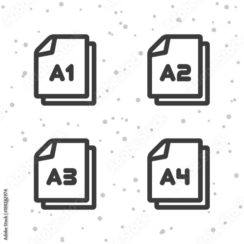 Fotomural Paper size A1 A2 A3 A4 icons. Document symbol.