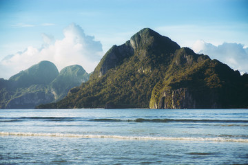 Beautiful sunset in El Nido, Palawan island, Philippines