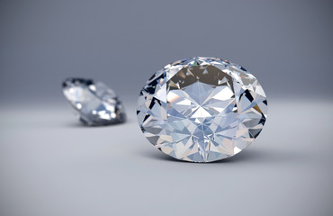 Poster - Diamonds places on white background 3D illustration.