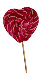 Wall Mural - Heart shaped lollipop isolated on white background