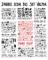 Wall Mural - MEGA set of doodles vector. Collection of music, banner, business, wedding, summer, heart, data, party, sport eps10