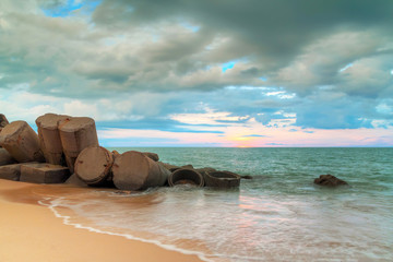 Wall Mural - Tropical sunset at the beach. Koh kho khao island in Thailand