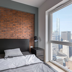 Wall Mural - Industrial bedroom with brick wall