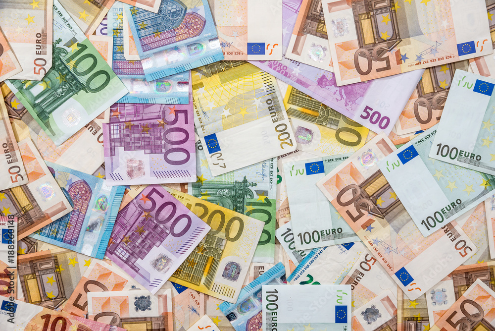 background of all euro bills for dwsing - obrazy, fototapety, plakaty 