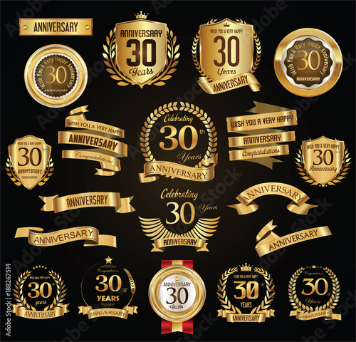 Fotografía Anniversary retro vintage badges and labels vector illustration