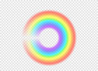 Rainbow round with limpid section edge isolated on transparent background
