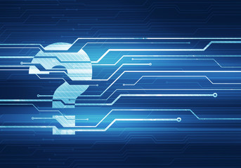 Leinwandbilder - Abstract digital concept illustration of question mark icon on circuit microchip background. For branding, graphic design, help support.