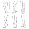 Outline attractive female legs vector set