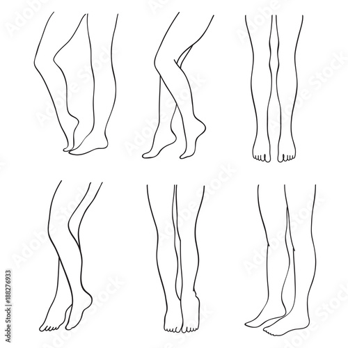Fotografía Outline attractive female legs vector set