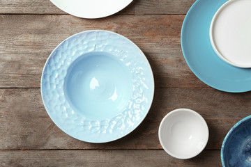 Canvas Print - Ceramic tableware on wooden background