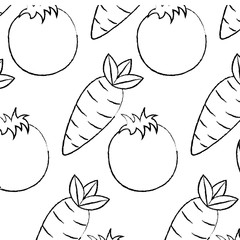 Poster - tomato and carrot vegetables fresh seamless pattern vector illustration sketch design