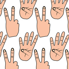 Wall Mural - hands showing different numbers counting pattern vector illustration