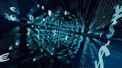 Poster - Financial technology concept. Technological abstract background.