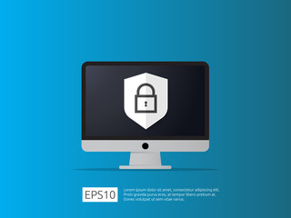 Aufkleber - computer shield line icon, Internet VPN Security banner Concept vector illustration