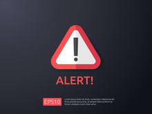 Attention Warning Alert Sign With Exclamation Mark Symbol. Shield Line Icon For Internet VPN Security Protection Concept Vector Illustration.