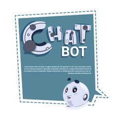 Poster - Chat Bot Cute Robot Template Banner With Copy Space, Chatter Or Chatterbot Technical Support Service Concept Flat Vector Illustration