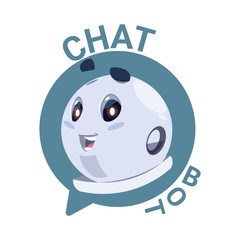 Poster - Chat Bot Icon Cute Robot Chatter Or Chatterbot Technical Support Virtual Service Concept Flat Vector Illustration