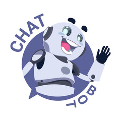 Poster - Chat Bot Icon Modile App Robot Chatter Or Chatterbot Technical Support Virtual Service Concept Flat Vector Illustration