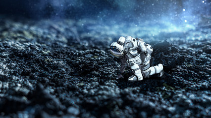 Wall Mural - astronaut starting to run. mixed media