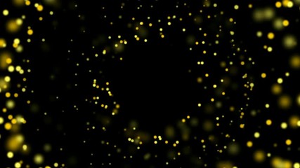 Wall Mural - Abstract background with yellow shining bokeh sparkles. Smooth animation looped. With a central place for your logo\text. Abstract golden bokeh particles seamless loop