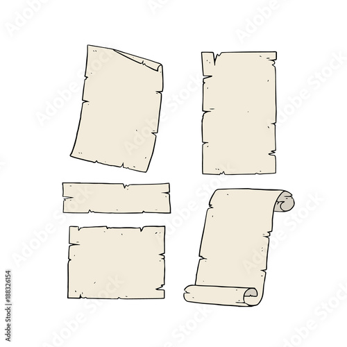 Set Of Old Paper Pergament Hand Drawn Vector Illustration Paper Scroll Paper Roll Paper Sheet With Space For Your Text Retro Style Buy This Stock Vector And Explore Similar Vectors At Adobe
