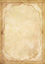 Old Grungy Vintage Paper Blank With Curly Oriental Frame