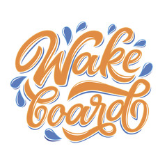 Wall Mural - Vector lettering logo wakeboard club in graffity style for your unique design, printing on T-shirts or the Internet