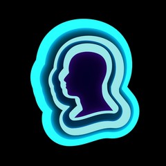 Wall Mural - Abstract background with paper cut shapes. Design layout for business presentations, posters and invitations. Human head. Neon bulb illumination. 3D rendering