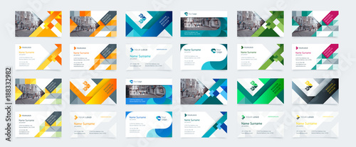 Fotografía Vector creative business card template with triangles, squares, round, waves for business, technology