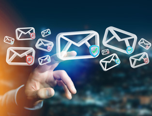 Poster - Approved email and spam message displayed on a futuristic interface - Message and internet concept