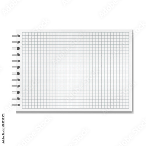 horizontal vector realistic graph ruled notebook notepad with blank