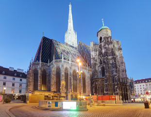 Wall Mural - Austria - Vienna cathedral at night