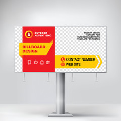 Wall Mural - Billboard banner, modern design for outdoor advertising, graphic red template for posting photos and text, background vector