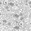© balabolka - Cartoon cute hand drawn Valentine's Day seamless pattern