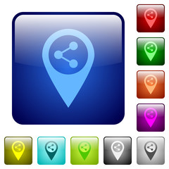 Wall Mural - Share GPS map location color square buttons