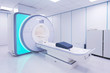 Female patient undergoing MRI - Magnetic resonance imaging scan device in Hospital. Medical Equipment and Health Care..