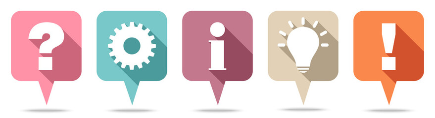 speechbubbles question, work, information, idea & answer retro