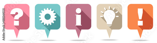 Fotomural Speechbubbles Question, Work, Information, Idea & Answer Retro