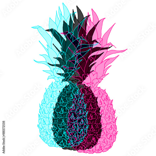 Obraz w ramie Wektorowy kolorowy abstrakcyjny ananas