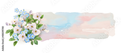 Watercolor Banner with Flowers © Nadezda Kostina