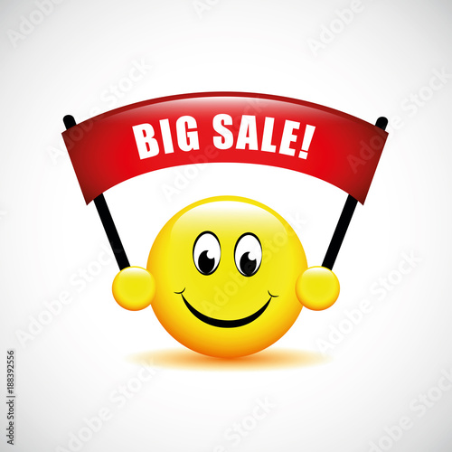 smiley mit big sale schild Stock Vector Adobe Stock