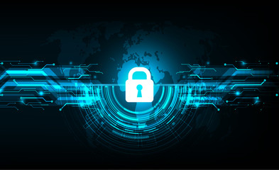 Fototapete - vector cyber security design on technology background.