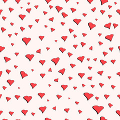 Poster - Seamless pattern for Valentine's day, cute hearts, vector Seamless pattern moving hearts gift wrapping paper or for fabric