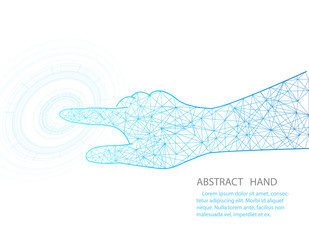 Vector hand and circle tech design on white color background.