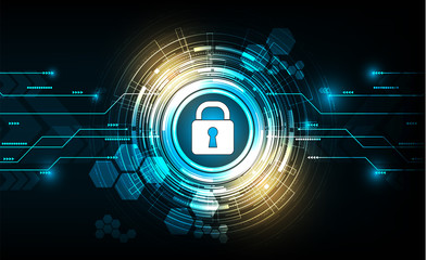 Fototapete - vector cyber security with lock and password on technology background.