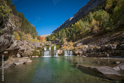 Plakat Waterfall in Ordesa and monte perdido National park, Huesca, Aragon, Spain.