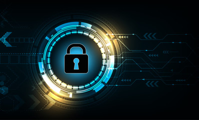 Fototapete - vector cyber security design on technology background.
