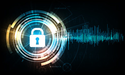 Fototapete - vector cyber security design on technology background.