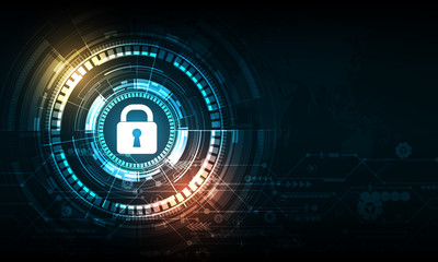 Fototapete - Abstract security digital concept on technology background.